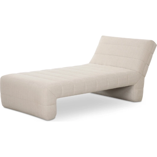 Verity Chaise in Channel Tufted Oatmeal Beige Fabric