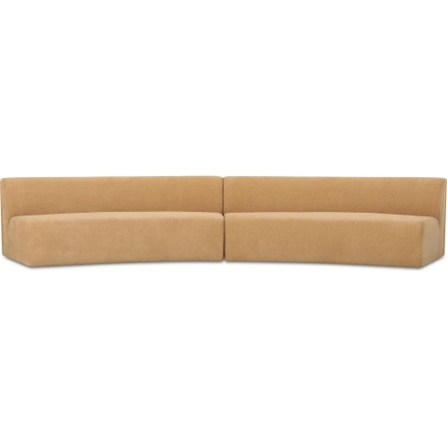 Naomi 2 Piece Concave Modular Sectional Sofa in Golden Yellow Fabric