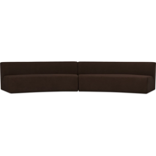 Naomi 2 Piece Concave Modular Sectional Sofa in Dark Brown Fabric