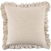 Betty 25" Toss Pillow in Beige Stripe Fabric