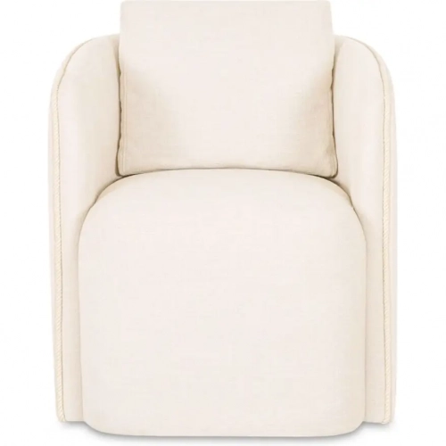 Cecil Swivel Dining Chair in Warm White Fabric
