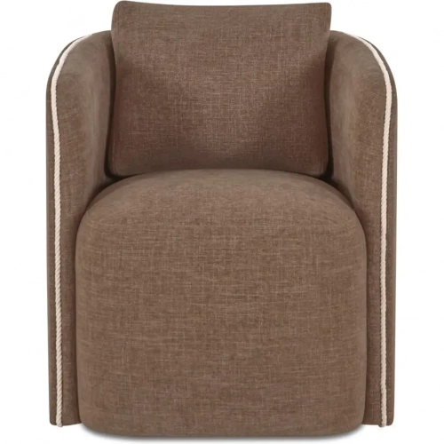 Cecil Swivel Dining Chair in Dark Brown Fabric
