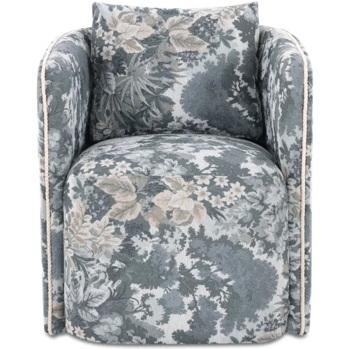 Cecil Swivel Dining Chair in Tapestry Blue Fabric