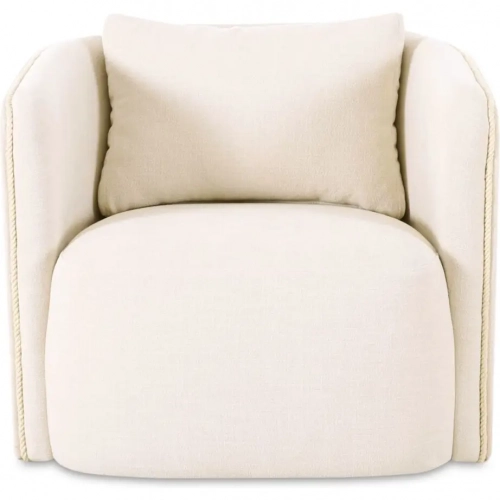 Cecil Swivel Accent Chair in Warm White Fabric