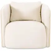 Cecil Swivel Accent Chair in Warm White Fabric