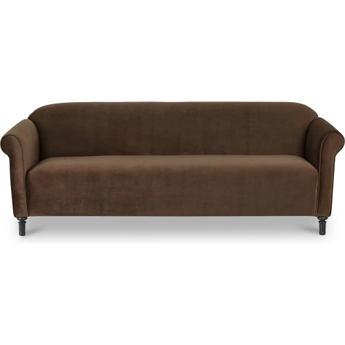 Harmony Sofa in Dark Brown Faux Mohair Velvet Fabric