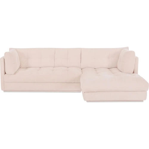 Mischa Sectional Sofa with Right Chaise in Tufted Light Beige Fabric