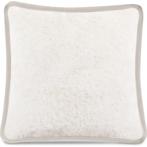 Carr 25" Pillow in Cream Faux Fur & Leather