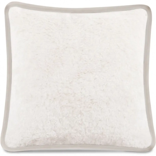 Carr 20" Pillow in Cream Faux Fur & Leather