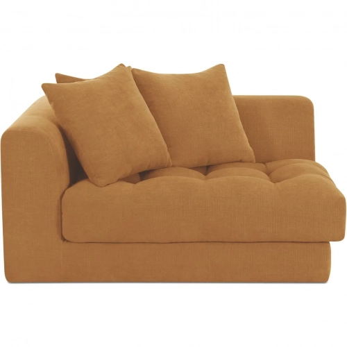 Davie Left Arm Facing Chair in Tufted Golden Yellow Fabric