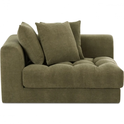 Davie Left Arm Facing Chair in Tufted Olive Green Fabric