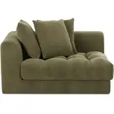 Davie Left Arm Facing Chair in Tufted Olive Green Fabric