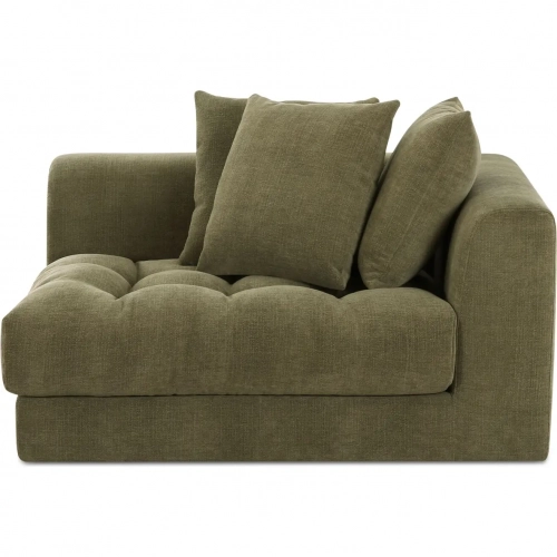Davie Right Arm Facing Chair in Tufted Olive Green Fabric