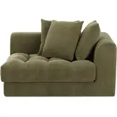 Davie Right Arm Facing Chair in Tufted Olive Green Fabric