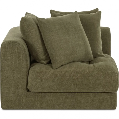 Davie Corner Chair in Tufted Olive Green Fabric