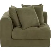 Davie Corner Chair in Tufted Olive Green Fabric