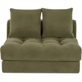 Davie Slipper Chair in Tufted Olive Green Fabric
