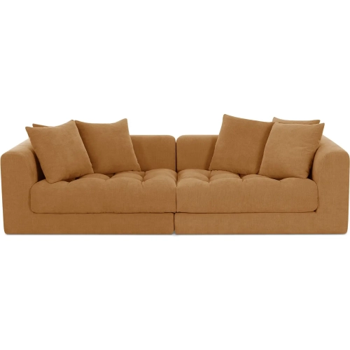 Davie 2-Piece Modular Sofa in Tufted Golden Yellow Fabric