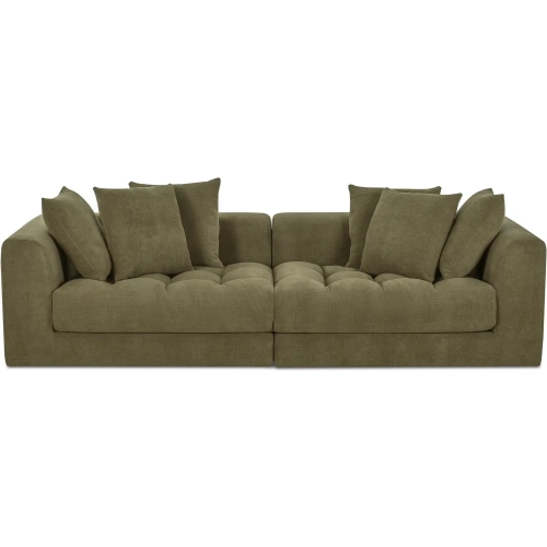 Davie 2-Piece Modular Sofa in Tufted Olive Fabric