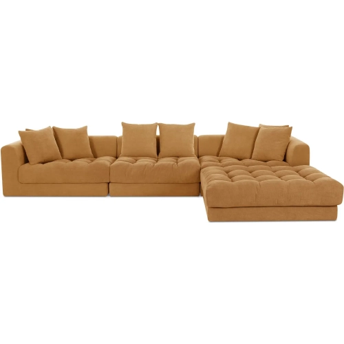 Davie 4-Piece Lounge Modular Sectional Sofa in Tufted Golden Yellow Fabric