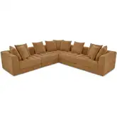 Davie 5-Piece Classic L Modular Sectional Sofa in Tufted Golden Yellow Fabric