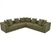 Davie 5-Piece Classic L Modular Sectional in Tufted Olive Green Fabric
