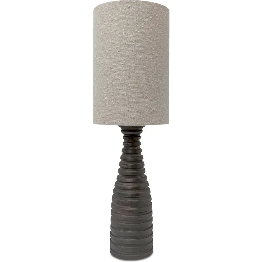Meili Table in Lamp in Brown Mango Wood & Neutral Fabric