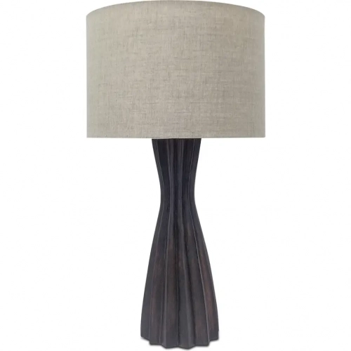 Sabrina Table Lamp in Brown Wood & Linen