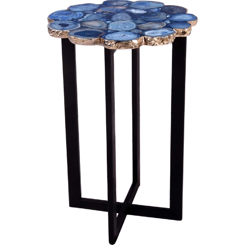 Azul Agate Accent Table in Blue Agate & Black Steel