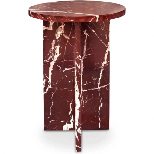 Grace Accent Table in Polished Rosso Levante Marble