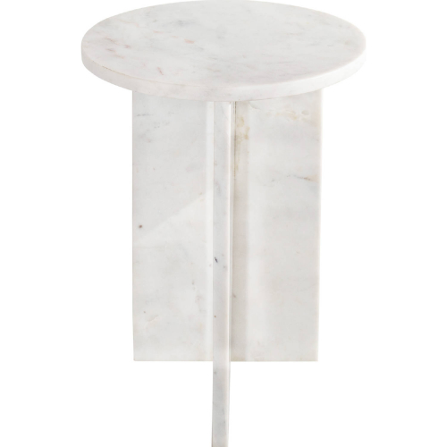 Grace Accent Side Table in White Marble