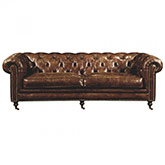Birmingham Sofa in Tufted Brown Rustic Top Grain Leather w/ Nailhead Trim