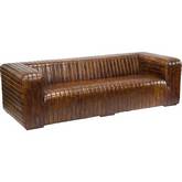 Castle Sofa in Brown Top Grain Leather on Solid Wood Frame
