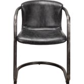 Freeman Dining Chair Antique Black Top Grain Leather on Iron Base (Set of 2)