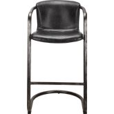 Freeman Bar Stool Antique Black Top Grain Leather on Iron Base (Set of 2)