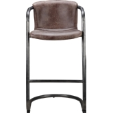 Freeman Bar Stool Light Brown Top Grain Leather on Iron Frame (Set of 2)