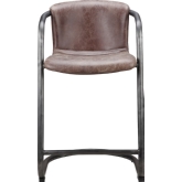 Freeman Counter Stool in Light Brown Top Grain Leather on Iron Frame (Set of 2)
