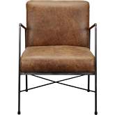 Dagwood Arm Chair in Distressed Brown Top Grain Leather & Iron