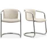 Freeman Dining Chair in Blended Cream Fabric & Chrome (Set of 2)