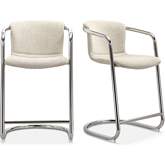 Freeman Counter Stool Blended Cream Fabric & Chrome (Set of 2)