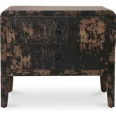 Iris Nightstand in Distressed Black Wood & Iron