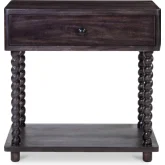 Tabitha Nightstand in Dark Brown Finish Mango Wood