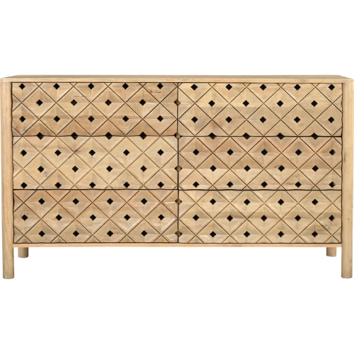 Fulton 6 Drawer Dresser in Semi-Gloss Natural Mango Wood