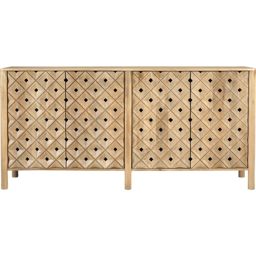 Fulton 4 Door Sideboard in Semi-Gloss Natural Mango Wood