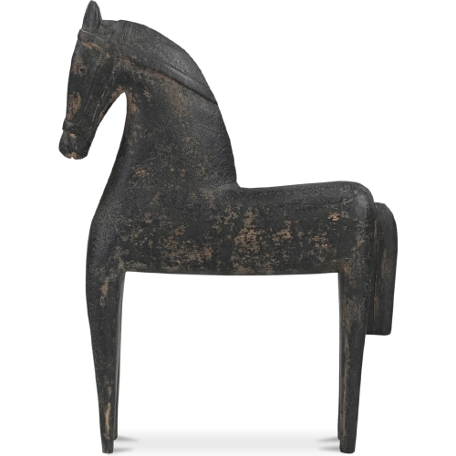 Gallant Horse Sculpture in Black Finish Mango Wood