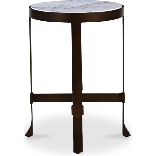 Holli Side Table in White Marble & Bronze Metal
