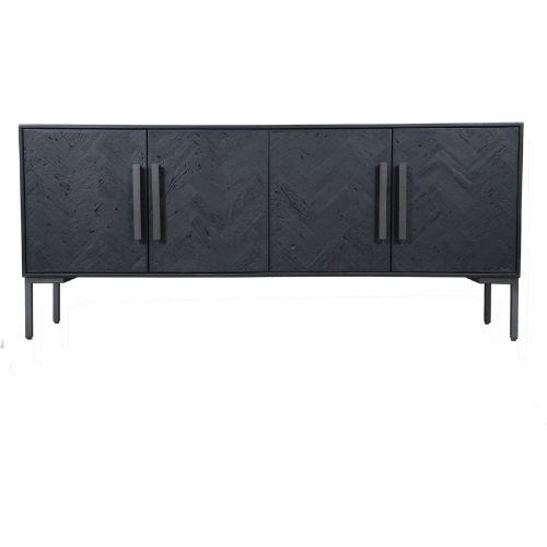 Fishbone Sideboard in Dark Reclaimed Wood & Iron