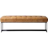 Wyatt Bench Tufted Tan Top Grain Leather & Iron