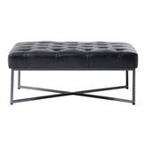 Emanuel Coffee Table in Tufted Black Top Grain Leather & Metal