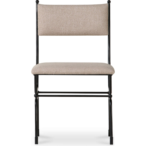 Posta Dining Chair in Beige Fabric & Hammered Metal